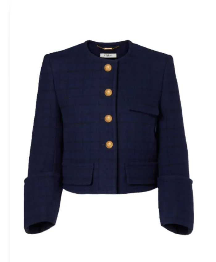 Sienna Miller TV Series War 2026 Carla Duval Blue Wool Jacket
