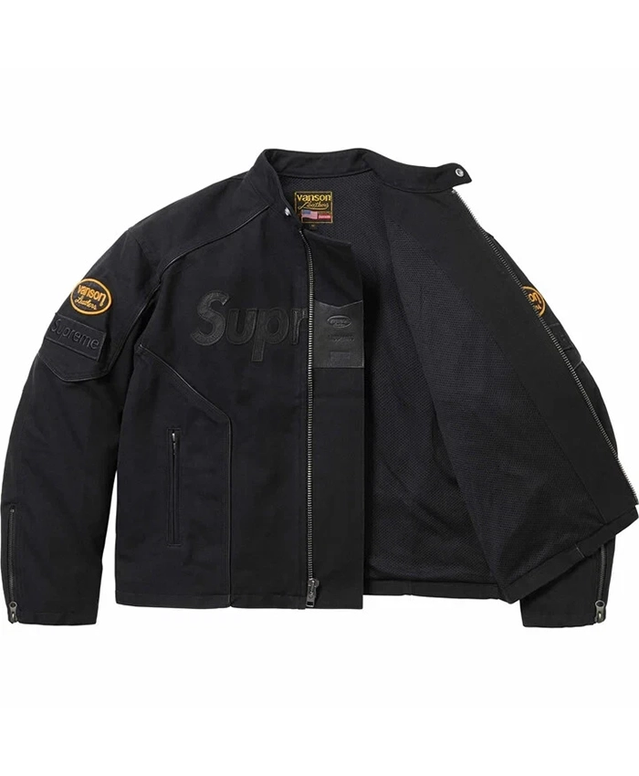 Supreme Vanson Letters Cordura Black Cotton Jacket On Sale