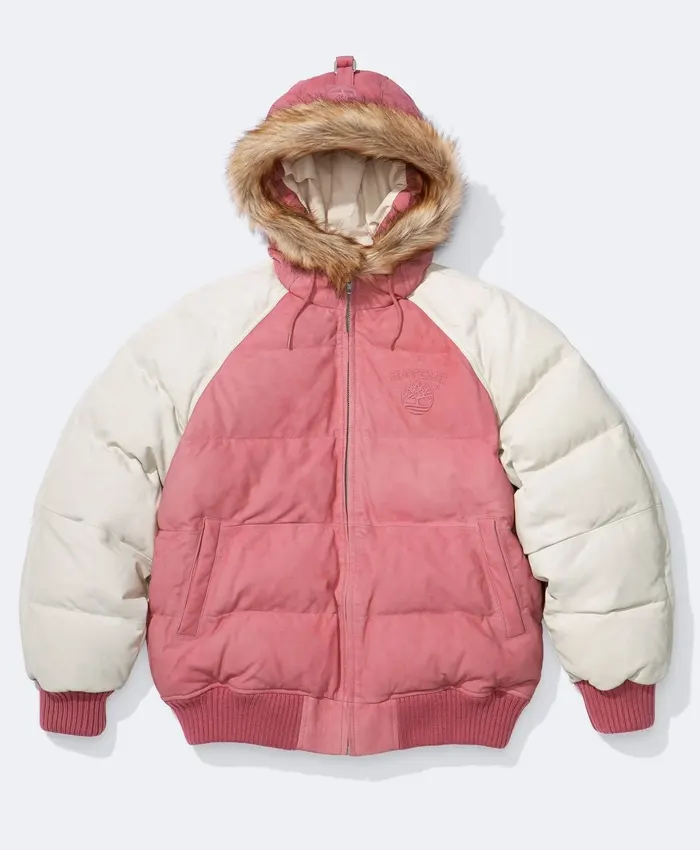 Supreme x Timberland Fur Hooded Puffer Jacket Pink