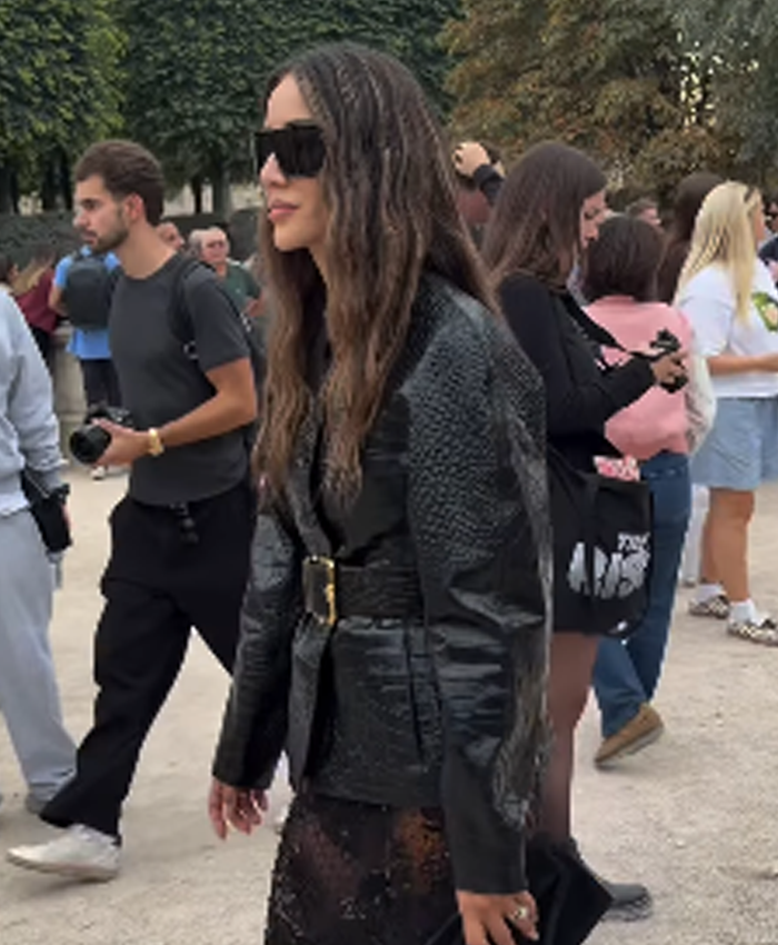 Tamara Kalinic Paris Fashion Week 2026 Black Crocodile Leather Jacket