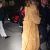 Tate McRae Saturday Night Live After Party Brown Suede Leather Trench Coat Back