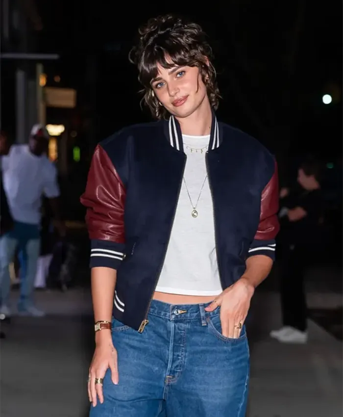 Taylor Hill Good American Opening Wool with Leather Sleeves Varsity Jacket