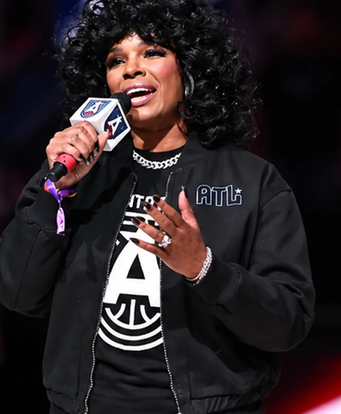 Team Atlanta VS NY Liberty Syleena Johnson Black Bomber Jacket