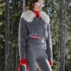 The CHANEL Coco Neige Fur Grey Knitted Zip-up Jacket at Discounted Price