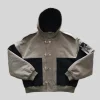The Cleaners Canvas Clasp Grey and Black Hooded Bomber Jacket