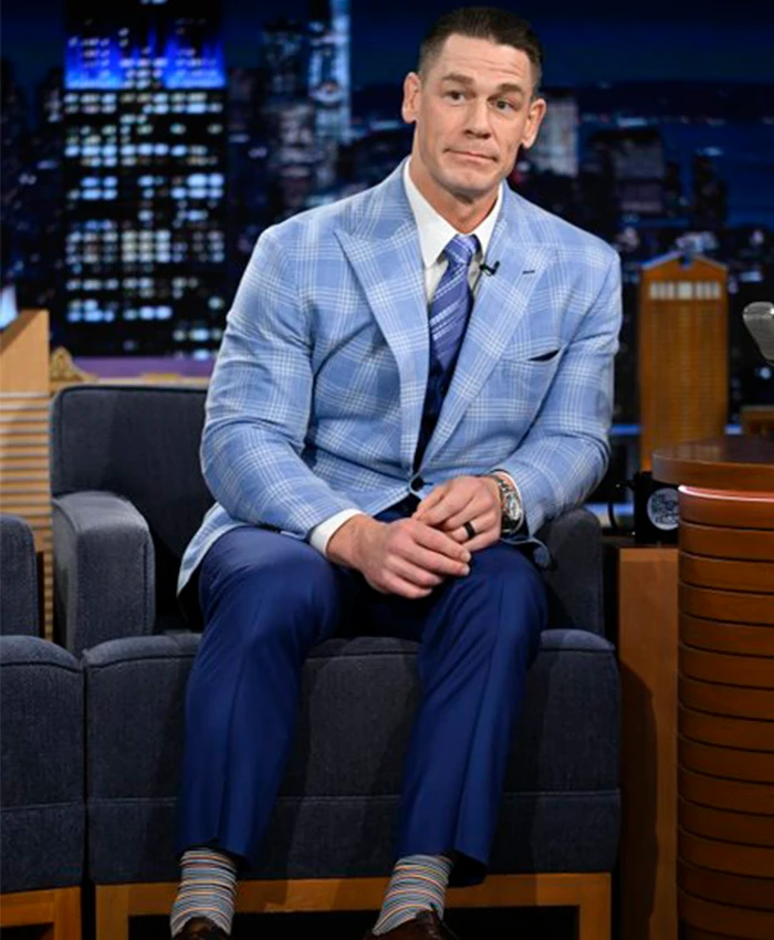 The Tonight Show John Cena Blue Plaid Blazer