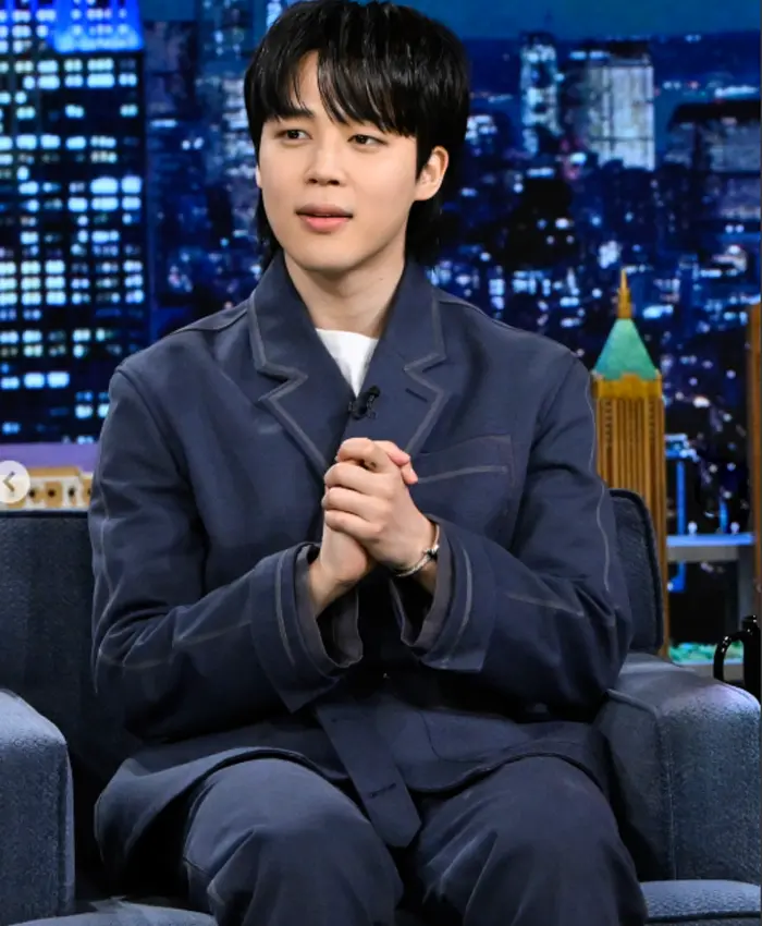 The Tonight Show Starring Jimmy Fallon 2026 Jimin Navy Blue Cotton Canvas Jackat