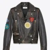 Tory Lanez Saint Laurent Men's Classic Multi-Patch Embellished Leather Biker Jacket
