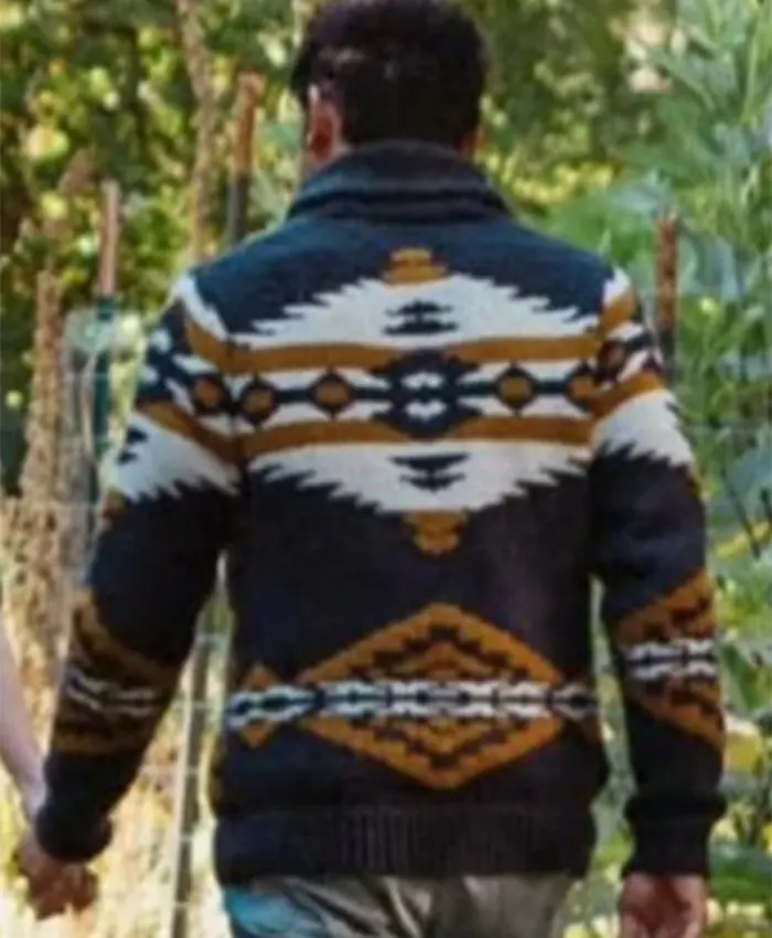 Tyler Hynes Movie I’ll Be Seeing You 2026 Mark Appleyard Aztec Print Cardigan Back