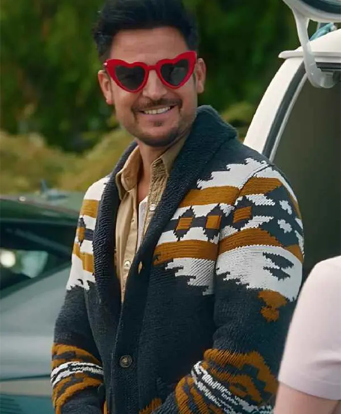 Tyler Hynes Movie I’ll Be Seeing You 2026 Mark Appleyard Aztec Print Cardigan
