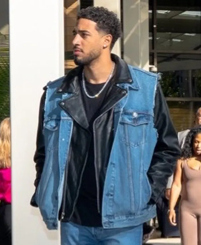 Tyrese-Haliburton-Triple-H-Denim-Leather-Jacket