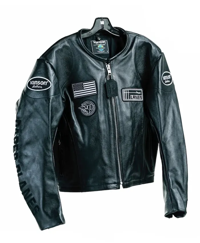 Vanson x Planes Black Leather Moto Jacket