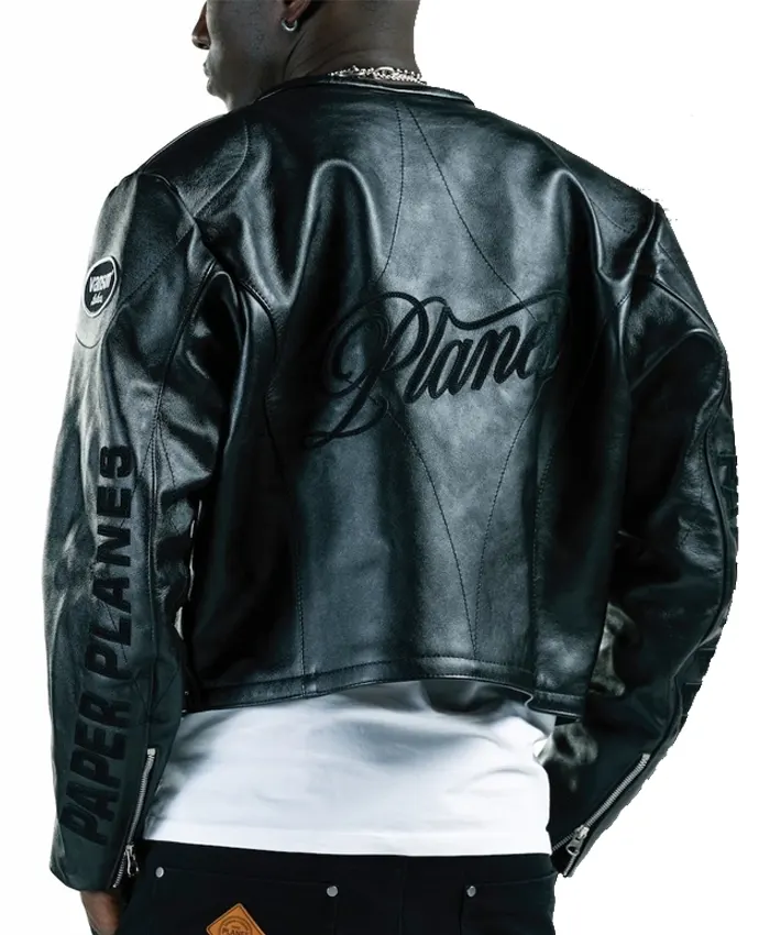 Vanson x Planes Black Leather Moto Jacket