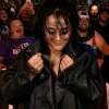 WWE Monday Night Raw 2026 Lyra Valkyria Black Oversized Leather Jacket Front