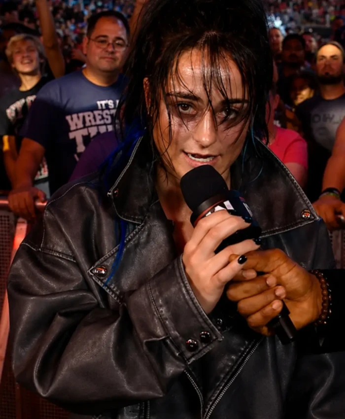 WWE Monday Night Raw 2026 Lyra Valkyria Black Oversized Leather Jacket