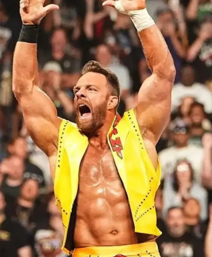 WWE Money In The Bank 2026 LA Knight Studded Yellow Leather Vest
