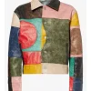 Wale WNBA Draft 2026 Cropped Boxi Multicolor Patchwork Leather Jacket