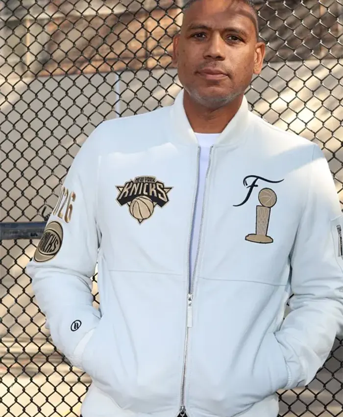 White Allan Houston 2026 New York Knicks NBA Finals Champions Bomber Jacket