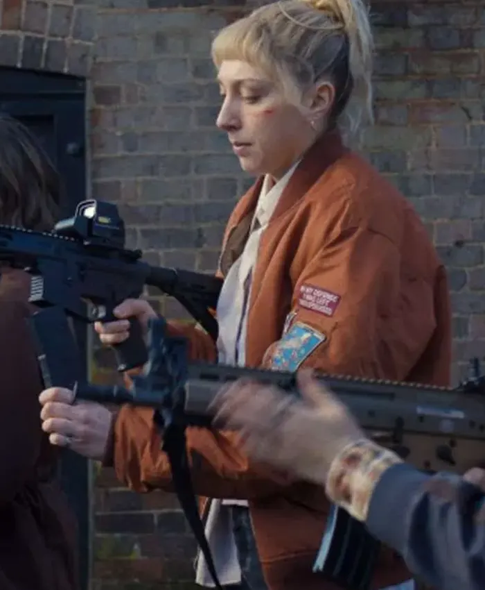 Williams TV Series Black Doves 2026 Ella Lily Hyland Orange Bomber Jacket