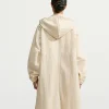 Women’s Nike x SKIMS Crunchy Nylon Hooded Parka Long Coat On Sale Cream Back