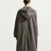 Women’s Nike x SKIMS Crunchy Nylon Hooded Parka Long Coat On Sale Grey Back