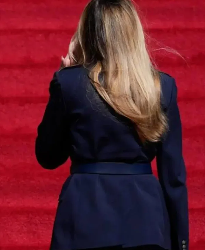 XI Summit 2026 White House Melania Trump Navy Blue Belted Coat Back