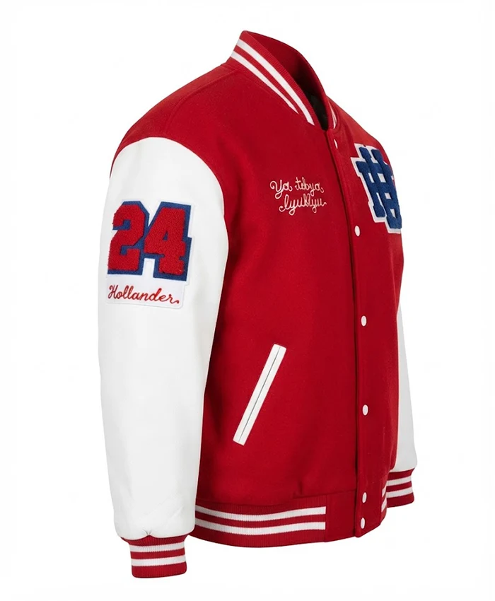 Yearners Hockey League Chenille Red and White Varsity Jacket Side